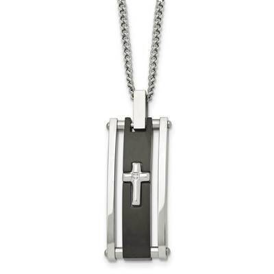 Cross Black IP-plated Polished Necklace Stainless Steel SRN1359-22 by Chisel, MPN: SRN1359-22, 8867…