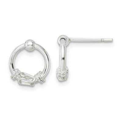 Fancy Circle Dangle Post Earrings Sterling Silver Polished QE16034, MPN: QE16034, 196904150672