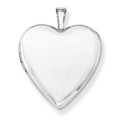 Plain Polished Heart Locket 14k White Gold 20mm XL589, MPN: XL589, 883957143408
