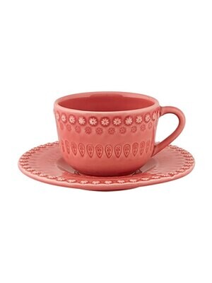 Bordallo Pinheiro Pinheiro Fantasy Tea Cup And Saucer Pink 65022940, MPN: 65022940, 5600876071392