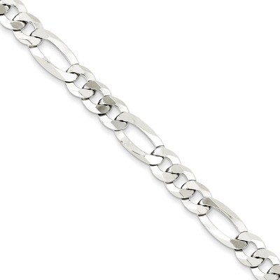 24 Inch 7.5mm Polished Flat Figaro Chain Sterling Silver QMB180-24, MPN: QMB180-24, 886774415789