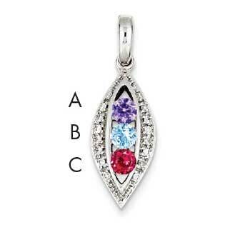 Family Jewelry Synthetic Stone &amp; Diamond Set Pendant 14k White Gold XMPW32/3SY, MPN: XMPW32/3SY, 88…