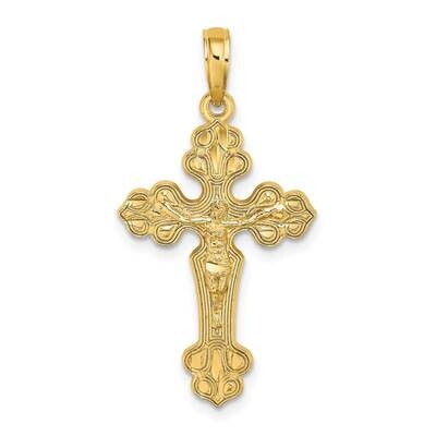 Crucifix W Fancy Tips Charm 14k Gold Diamond-cut K8578, MPN: K8578, 637218118731