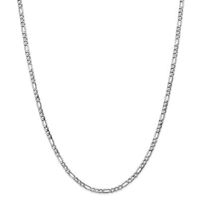 16 Inch 3.5mm Semi-Solid Figaro Chain 14k white Gold BC159-16, MPN: BC159-16, 191101107498