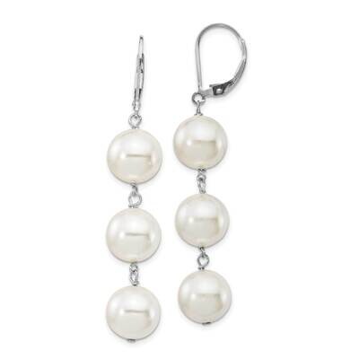 Majestik Rhodium Plated 10-11mm Imitat Shell Pearl Earrings Sterling Silver QMJEL130W, MPN: QMJEL13…