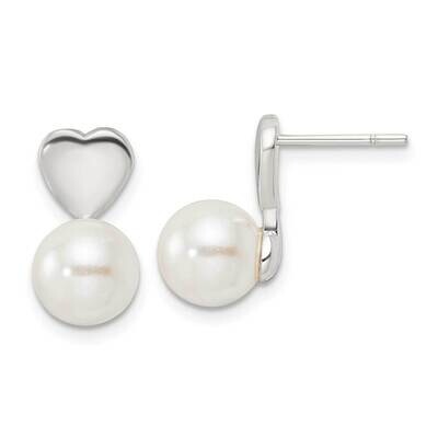 Shell Pearl Heart Post Earrings Sterling Silver QE16334, MPN: QE16334, 196904091456