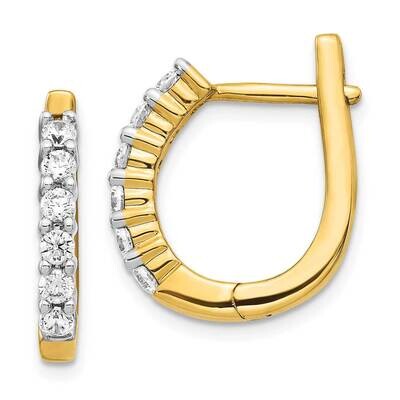 Hinged Hoop Earrings 14k Gold Diamond EM5418-075-YA, MPN: EM5418-075-YA, 883957271941