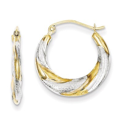 Twist Hollow Hoop Earrings 10K Gold &amp; Rhodium 10ER270, MPN: 10ER270, 191101643408