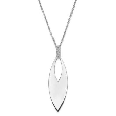 Sterling Silver Pendant with CZ on 16 Chain and 1 Ext CMEI17884-16