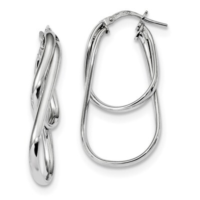 Fancy Hoop Earringss Sterling Silver Rhodium-plated Polished QE13178, MPN: QE13178, 191101233470