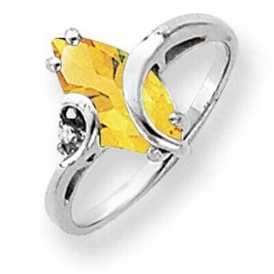 12x6mm Marquise Citrine Diamond Ring 14k White Gold Y4530CI_AA, MPN: Y4530CI_AA, 883957442556