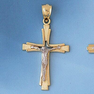 Dazzlers Jewelry Two Tone Jesus Christ on Cross Pendant Necklace Charm Bracelet in Yellow, White or…