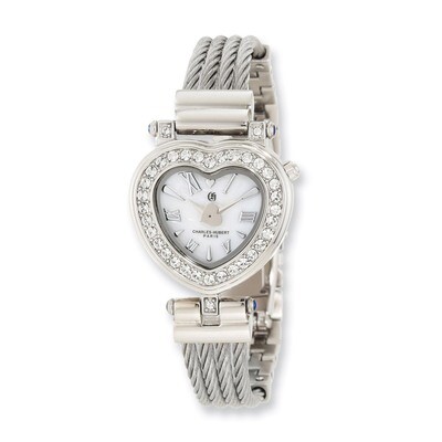 Charles Hubert Stainless Steel Wire Bangle White MOP Heart Dial Watch XWA4306, MPN: XWA4306, 848870…