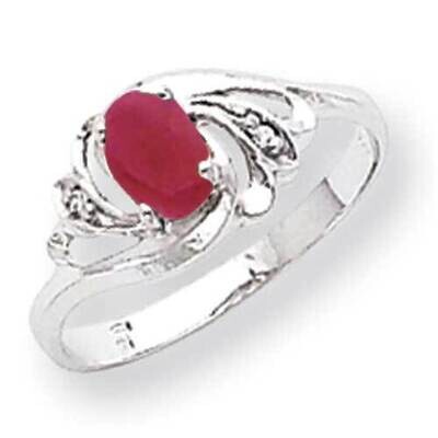 6x4mm Oval Created Ruby Diamond Ring 14k White Gold X9717CR_AA, MPN: X9717CR_AA, 883957644844