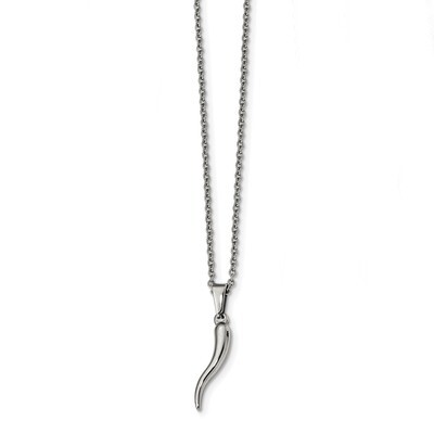 22 inch Italian Horn Necklace Stainless Steel Polished SRN2463-22 by Chisel, MPN: SRN2463-22, 19110…