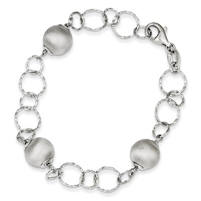 7 Inch Polished Bracelet Sterling Silver Brushed QG3406-7, MPN: QG3406-7, 191101276323