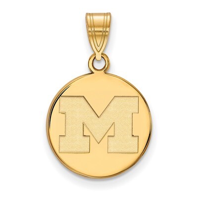Michigan University of Medium Disc Pendant 14k Yellow Gold 4Y036UM, MPN: 4Y036UM, 886774879925