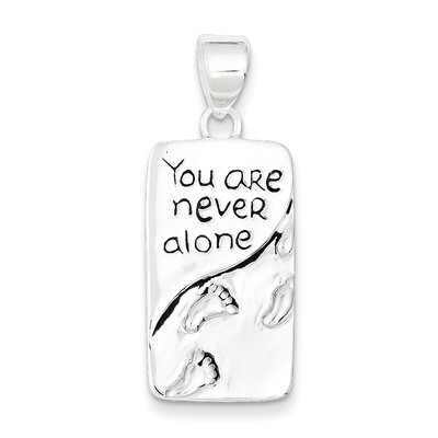 You Are Never Alone Antiqued Footprint Pendant Sterling Silver QC6706, MPN: QC6706, 723252703979