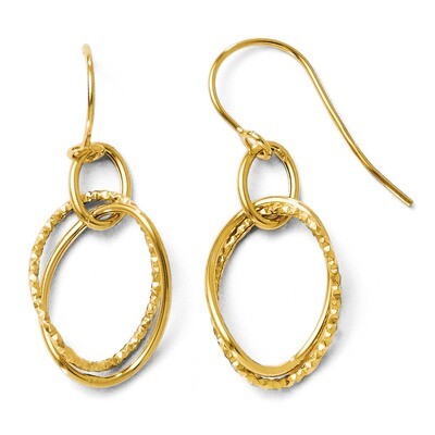 Leslie&#39;s Polished and Textured Shepherd Hook Earrings - 14k Gold HB-LE184, MPN: LE184, 886774638959
