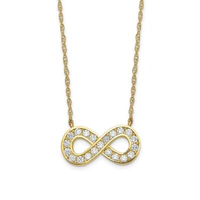 18 Inch Polished CZ Diamond Infinity Necklace 10k Gold 10YC398, MPN: 10YC398, 883957846972