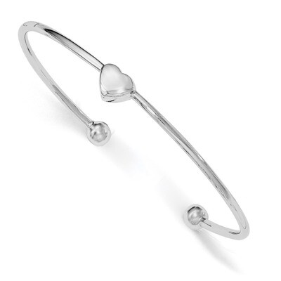 Heart Cuff Bangle Sterling Silver Rhodium-plated QB1002, MPN: QB1002, 196904160718