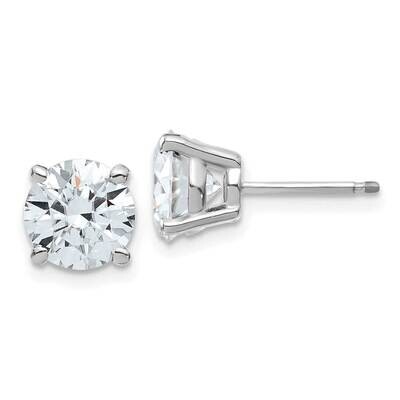 4ct. 8.0mm Round D E F Pure Light Moissanite Earrings 14k White Gold WG324-12MP, MPN: WG324-12MP, 1…