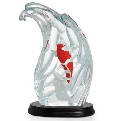 Franz Porcelain Lucite Carp Design Porcelain Carp With Wooden Base FL00090, MPN: FL00090,