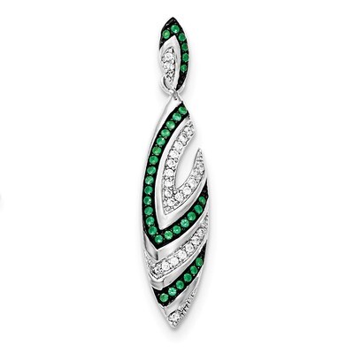 Synthetic Green Spinel&amp; CZ Pendant Sterling Silver QP4215