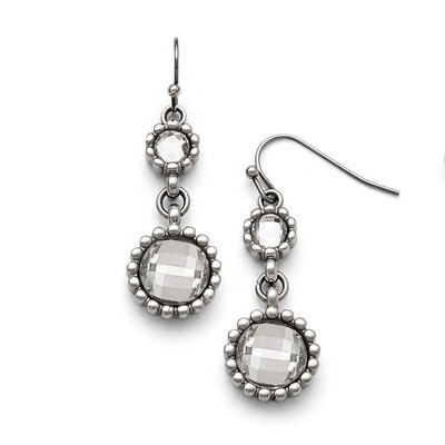 Polished Glass Shepherd Hook Dangle Earrings - Stainless Steel SRE743 by Chisel, MPN: SRE743, 88677…