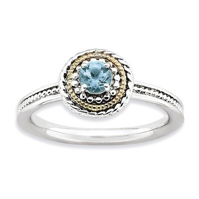 14k Gold Blue Topaz Ring - Sterling Silver QSK925, MPN: QSK925, 886774230269