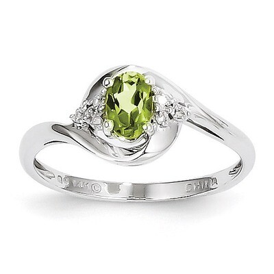 Peridot Diamond Ring 14k White Gold Genuine XBS389, MPN: XBS389, 883957857824