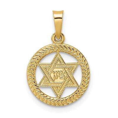 Textured Solid Star of David In Frame Pendant 14k Gold Polished XR1967, MPN: XR1967, 196904072424