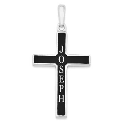 High Polished with Antique Letters Name Cross Pendant 14k White Gold Casted XNA512W, MPN: XNA512W,