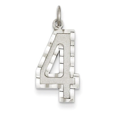 Casted Large Diamond Cut Number 4 Charm 14k White Gold WLN04, MPN: WLN04, 886774120805