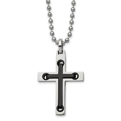 Black Ip-Plated Center Cross 22 Inch Necklace Stainless Steel Polished SRN2965-22 by Chisel, MPN: S…