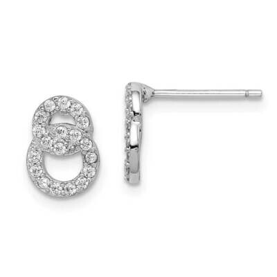 Double Circle Post Earrings Sterling Silver Rhodium-plated CZ Diamond QE15109, MPN: QE15109, 886774…
