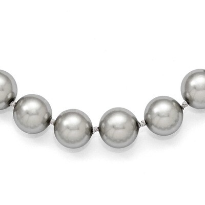 10-11Mm Grey Shell Bead Necklace Sterling Silver QMJN10G-18, MPN: QMJN10G-18, 886774294247