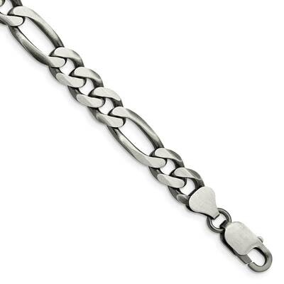 7.75mm Figaro Chain 8 Inch Sterling Silver Antiqued QFG220A-8, MPN: QFG220A-8, 191101770326