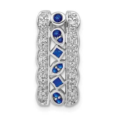 1/5Ct. Diamond &amp; .17 Sapphire Fancy Chain Slide 14k White Gold PM3852-SA-020-WA, MPN: PM3852-SA-020…