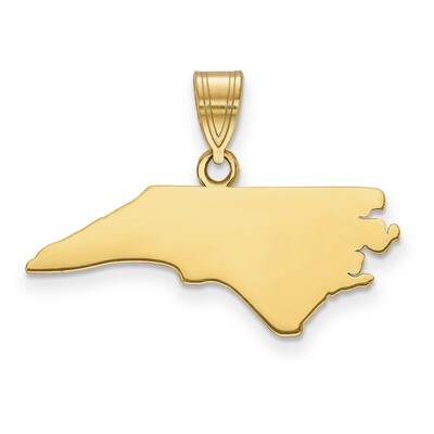 North Carolina State Pendant Charm Gold-plated on Silver Engravable XNA707GP-NC, MPN: XNA707GP-NC, …