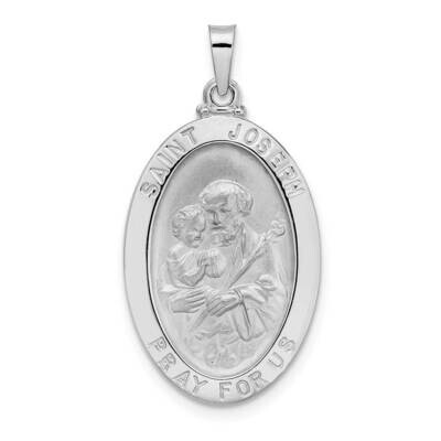 Saint Joseph Oval Solid Medal Pendant 14k White Gold Polished XR1933, MPN: XR1933, 196904169841