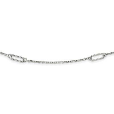 Polished Oval Link Necklace 36 Inch Sterling Silver Rhodium-Plated QG5980-36, MPN: QG5980-36,