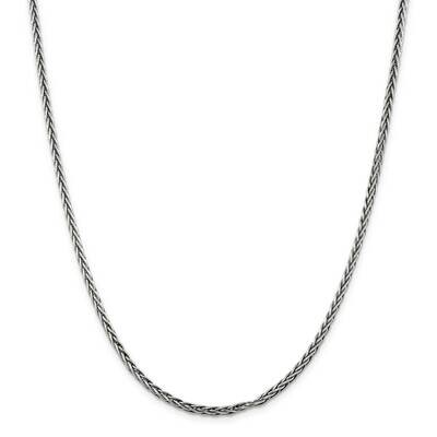 3.25mm Solid Square Spiga Chain 26 Inch Sterling Silver Antiqued QH369-26, MPN: QH369-26,