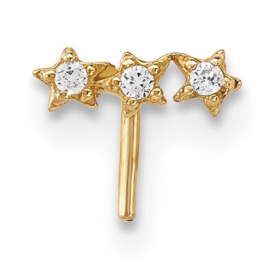 CZ Diamond 3-Star Nose Stud 14k Gold BD114, MPN: BD114, 883957919058