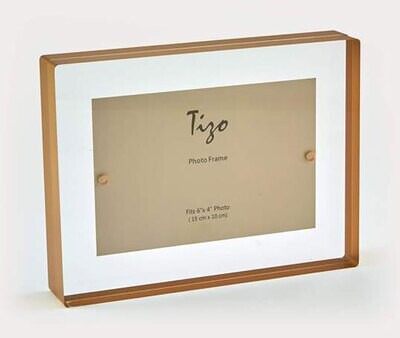 Tizo Acrylic Lucite Photo Picture Frame Gold Border Block 5 x 7 Inch HA134GD57, MPN: HA134GD57,