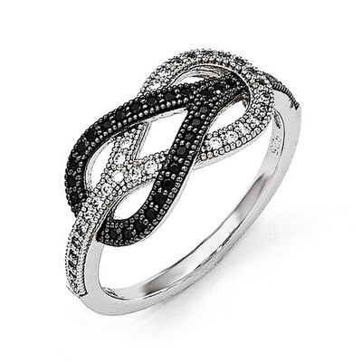 black and clear Cubic Zirconia Polished Ring Sterling Silver QMP1080, MPN: QMP1080, 886774577937