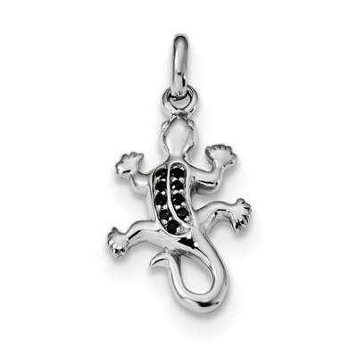 Black CZ Diamond Lizard Pendant Sterling Silver Rhodium-plated Polished QC9275, MPN: QC9275, 883957…