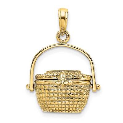 Nantucket Basket Moveable Lid Charm 14k Gold 3-D K7803, MPN: K7803, 637218036400