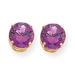 Amethyst Diamond Round Stud Earring 14k Gold XE76AM, MPN: XE76AM, 883957099446