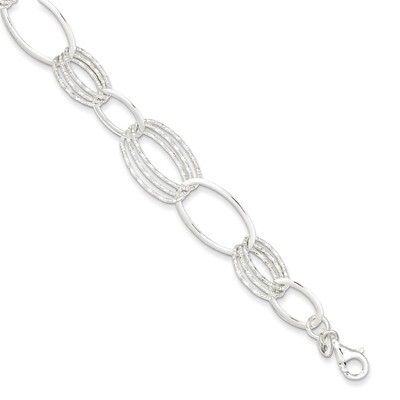 7.5 Inch Textured Oval Link Bracelet Sterling Silver Polished QG3338-7.5, MPN: QG3338-7.5, 19110129…